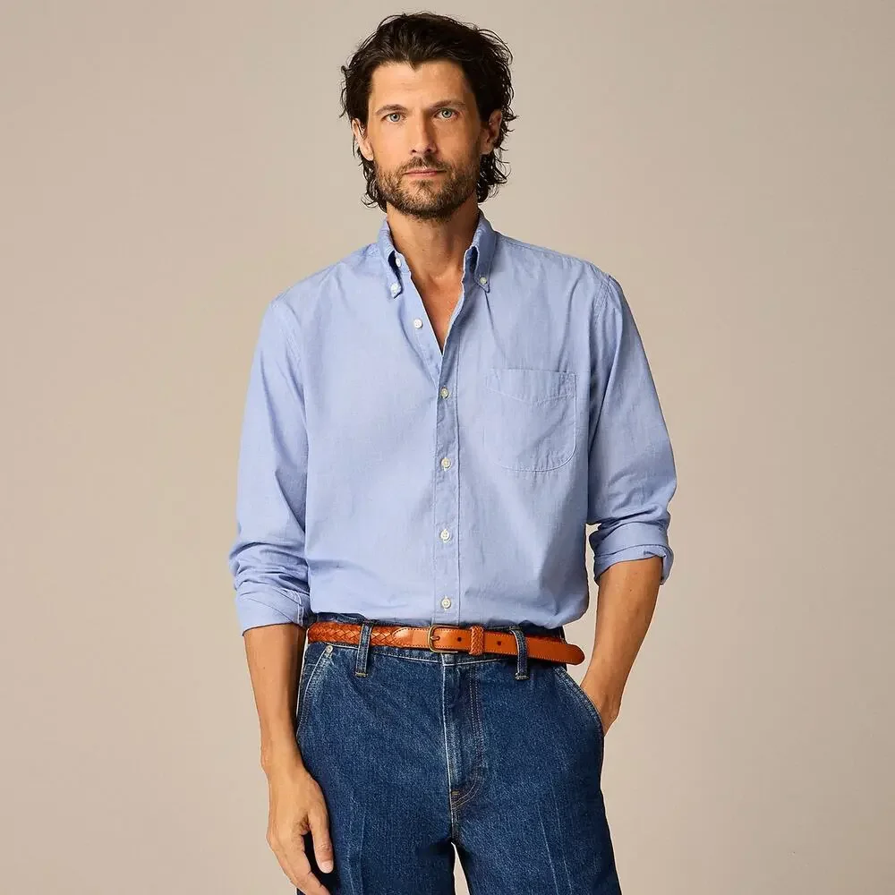 J.Crew Secret Wash Cotton Poplin Button Up Shirt Waterfall XL Casual NWT